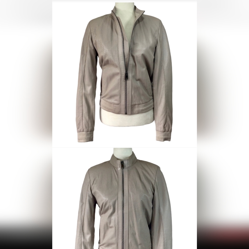 Maceoo Italian Leather Jacket Taupe Color